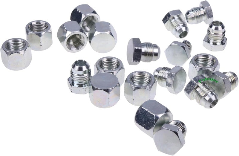 Fakojer 10 Pairs 3/8" # 6 JIC Cap 0304-C-06 & Plug 2408-06 9/16-18 Hydraulic Adapter Fitting - Image 2